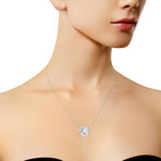 14k White Gold Lab-Grown Heart-Shape Diamond Solitaire Pendant Necklace // 18"