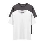 Set of 2 // Basic Crewneck Short Sleeve T-Shirt // Anthracite + White (M)