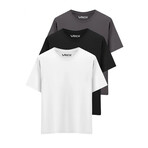 Set of 3 // Basic Crewneck Short Sleeve T-Shirt // White + Black + Anthracite (3XL)