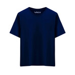 Set of 2 // Basic Crewneck Short Sleeve T-Shirt // Navy + White (XL)