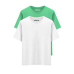 Set of 2 // Basic Crewneck Short Sleeve T-Shirt // Green + White (3XL)