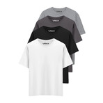 Set of 4 // Basic Crewneck Short Sleeve T-Shirt /// White + Black + Anthracite + Light Gray (3XL)