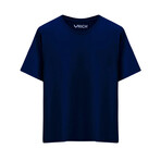 Set of 4 // Basic Crewneck Short Sleeve T-Shirt // Black + White + Navy+ Anthracite (S)