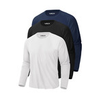 Set of 3 // Basic Crewneck Long Sleeve T-Shirt // White+ Black + Navy (M)