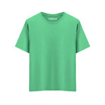 Set of 2 // Basic Crewneck Short Sleeve T-Shirt // Green + White (XL)