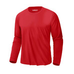 Basic Crewneck Long Sleeve T-Shirt t // Red (2XL)