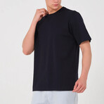 Set of 3 // Basic Crewneck Short Sleeve T-Shirt // White + Black + Navy (M)