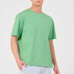 Set of 2 // Basic Crewneck Short Sleeve T-Shirt // Green + White (XL)