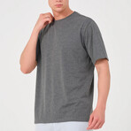 Set of 4 // Basic Crewneck Short Sleeve T-Shirt // White + Black + Anthracite + Gray (S)