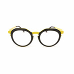 Unisex // Metal Round Reading Glasses // Yellow + Black (Clear +1.00)