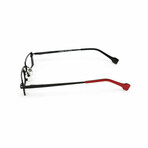 Unisex // Metal Rectangular Reading Glasses // Red & Black (Clear +1.00)