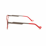 Unisex // Metal Round Reading Glasses // Red & Gunmetal (Clear +1.00)