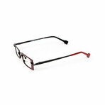 Unisex // Metal Rectangular Reading Glasses // Red & Black (Clear +1.00)