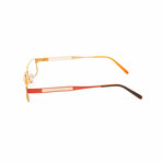 Unisex // Metal Rectangular Reading Glasses // Orange & Red (Clear +1.00)