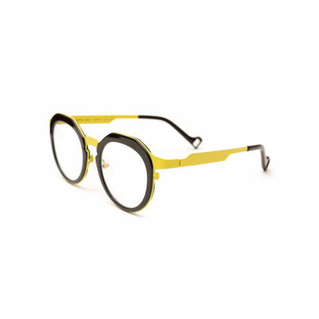 Unisex // Metal Round Reading Glasses // Yellow + Black (Clear +1.00)