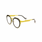 Unisex // Metal Round Reading Glasses // Yellow + Black (Clear +1.00)