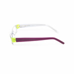 Unisex // Acetate Rectangular Reading Glasses // Purple & Green (Clear +1.00)