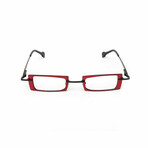 Unisex // Metal Rectangular Reading Glasses // Red & Black (Clear +1.00)