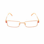 Unisex // Metal Rectangular Reading Glasses // Orange & Red (Clear +1.00)