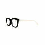 Unisex //Velvet Reading Glasses // White + Black (Clear +1.00)