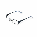 Men's // Metal Rectangular Reading Glasses // Blue (Clear +1.00)