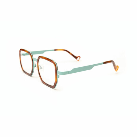 Unisex // Metal Square Reading Glasses // Aqua & Tortoise (Clear +1.00)