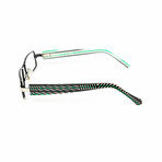 Men's // Striped Reading Glasses // Green + Black + White (Clear +1.00)