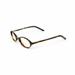 Unisex // Vintage Style Oval Reading Glasses // Havana & Gold (Clear +1.00)