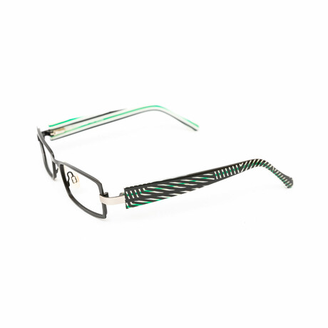 Men's // Striped Reading Glasses // Green + Black + White (Clear +1.00)