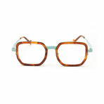 Unisex // Metal Square Reading Glasses // Aqua & Tortoise (Clear +1.00)