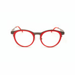 Unisex // Metal Round Reading Glasses // Red & Gunmetal (Clear +1.00)