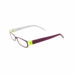 Unisex // Acetate Rectangular Reading Glasses // Purple & Green (Clear +1.00)