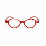 Unisex // Acetate Round Reading Glasses // Red (Clear +1.00)