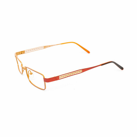 Unisex // Metal Rectangular Reading Glasses // Orange & Red (Clear +1.00)