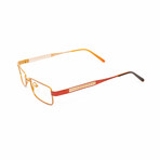 Unisex // Metal Rectangular Reading Glasses // Orange & Red (Clear +1.00)