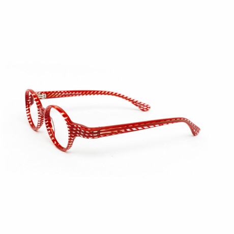 Unisex // Acetate Round Reading Glasses // Red (Clear +1.00)