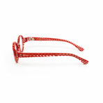 Unisex // Acetate Round Reading Glasses // Red (Clear +1.00)