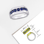 1 1/4 ct TGW Created Blue Sapphire Channel Signet Ring // Sterling Silver (12)