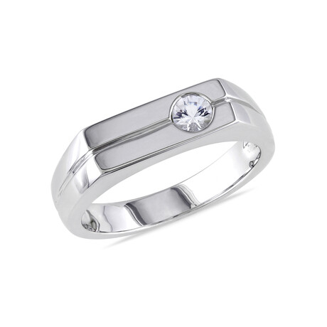 0.3 TGW White Sapphire Bezel Ring // Sterling Silver (9)