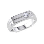 0.3 TGW White Sapphire Bezel Ring // Sterling Silver (9)