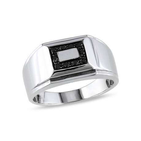 0.1 TGW Square Black Diamond Signet Ring // Sterling Silver (9)