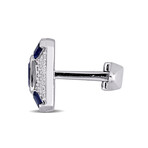 5.82 ct Blue Sapphire + White Sapphire Geometric Cufflinks // Sterling Silver