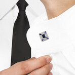 5.82 ct Blue Sapphire + White Sapphire Geometric Cufflinks // Sterling Silver