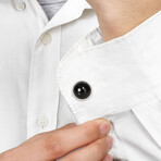 17 ct Black Onyx Bezel Cufflinks with Milgrain Finish // Sterling Silver