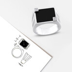 5ct TGW Square Black Onyx + Diamond Accent Signet Ring // Sterling Silver (12)