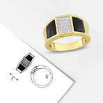 2ct TGW Square Black Onyx + 0.17 TGW Diamond Ring // Plated Sterling Silver (12.5)