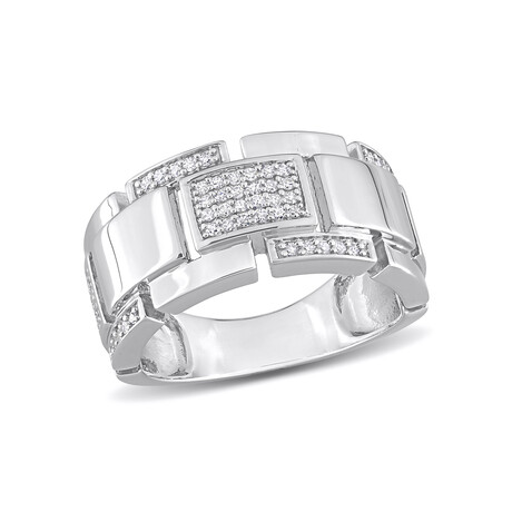 0.25 TGW Diamond Rectangular Link Ring in Sterling Silver (9)