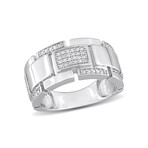 0.25 TGW Diamond Rectangular Link Ring in Sterling Silver (10)