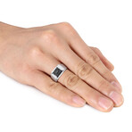 0.1 TGW Square Black Diamond Signet Ring // Sterling Silver (10)