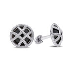 17ct Black Onyx Crisscross Cufflinks // Sterling Silver